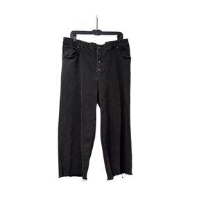Time And Tru Black Plus Size Button Front High Rise Wide Leg Denim Jeans Sz 20